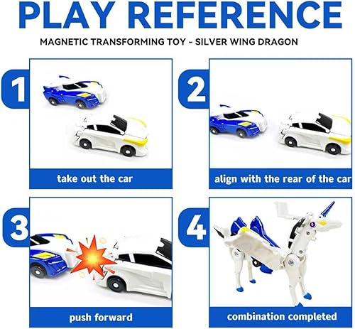Miniatura 2 de Juguete de coche transformador de unicornio - Juguete de unicornio de conexión magnética - Divertida función de colisión y transformación - Regalo