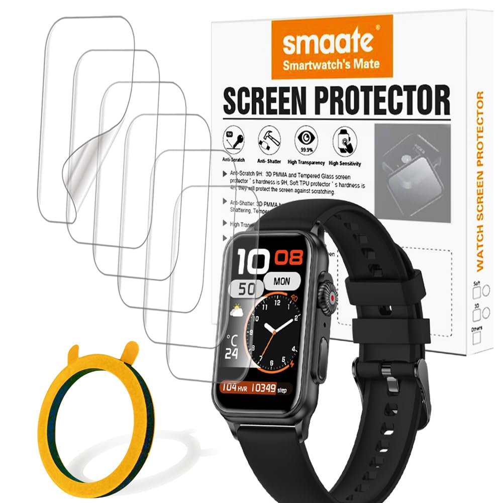Screen Protector Compatible with XSUTIC H23 and FITVII 1.57” Smart Watch Fitness Tracker, Soft TPU, 6 pieces, Bubble Self-healing