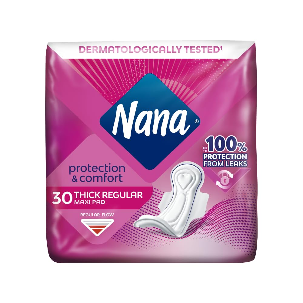 Nana Maxi Thick Regular Sanitary Pads, Regular Flow, Fast Absorption, Maximum protection, Gentle on the skin - 30 Pads