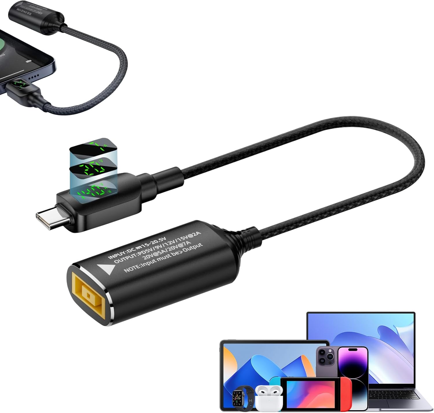 Adattatore Da Corrente Continua A Tipo C,Adattatore Di Ricarica 140W Con Display Digitale | Pd Stabile Per Viaggio E Casa Dispositivi Elettronici | Taccuino Adatto Per Casa Viaggio