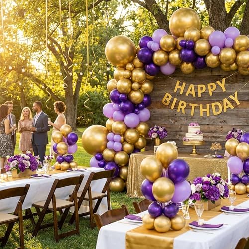 Image of RUBFAC Metallic Gold Balloons 65pcs, 12 Inch Party Balloon with Ribbons for Birthday, Wedding, Baby Shower, Graduation Decorations