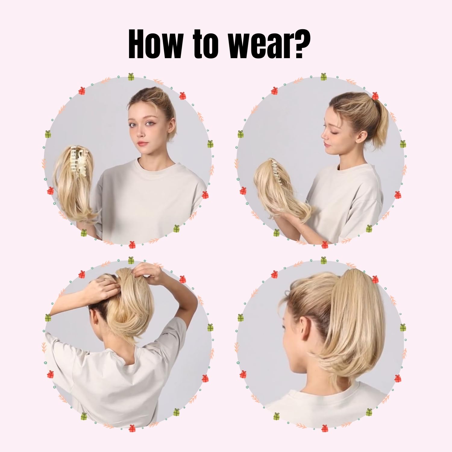JUVABUN 10" Straight Claw Clip In Ponytail Hair Extensions - Beach Blonde| Synthetic Ponytail Extension | Hair Extensions for Women & Men | Washable, Realistic And Synthetic |Beach Blonde