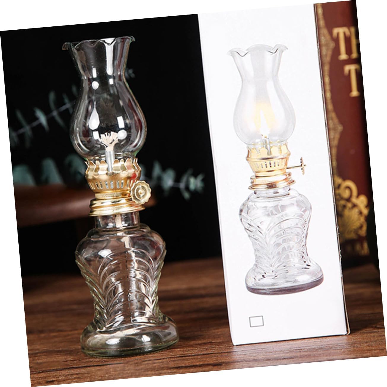Mobestech 2Pcs Retro Kerosene Lamp Vintage Oil Lanterns for Home Decoration Sturdy Glass Design for Indoor Emergency Lighting Elegant Transparent Finish