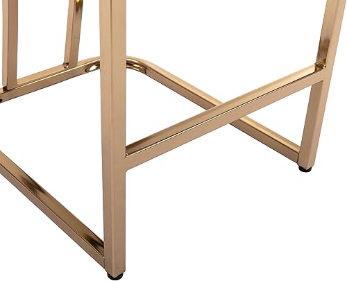 Miniatura 6 de VESCASA Taburetes de bar de 24 pulgadas de alto con respaldo, sillas tapizadas de terciopelo moderno de mediados de siglo con marco de metal dorado