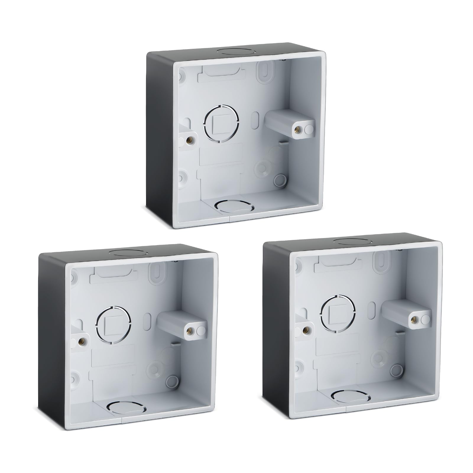 Surface Mounted Electrical pattress Box,1 Gang Black Stylish and Durable Box for Mounting Electrical Devices(3 Pack)