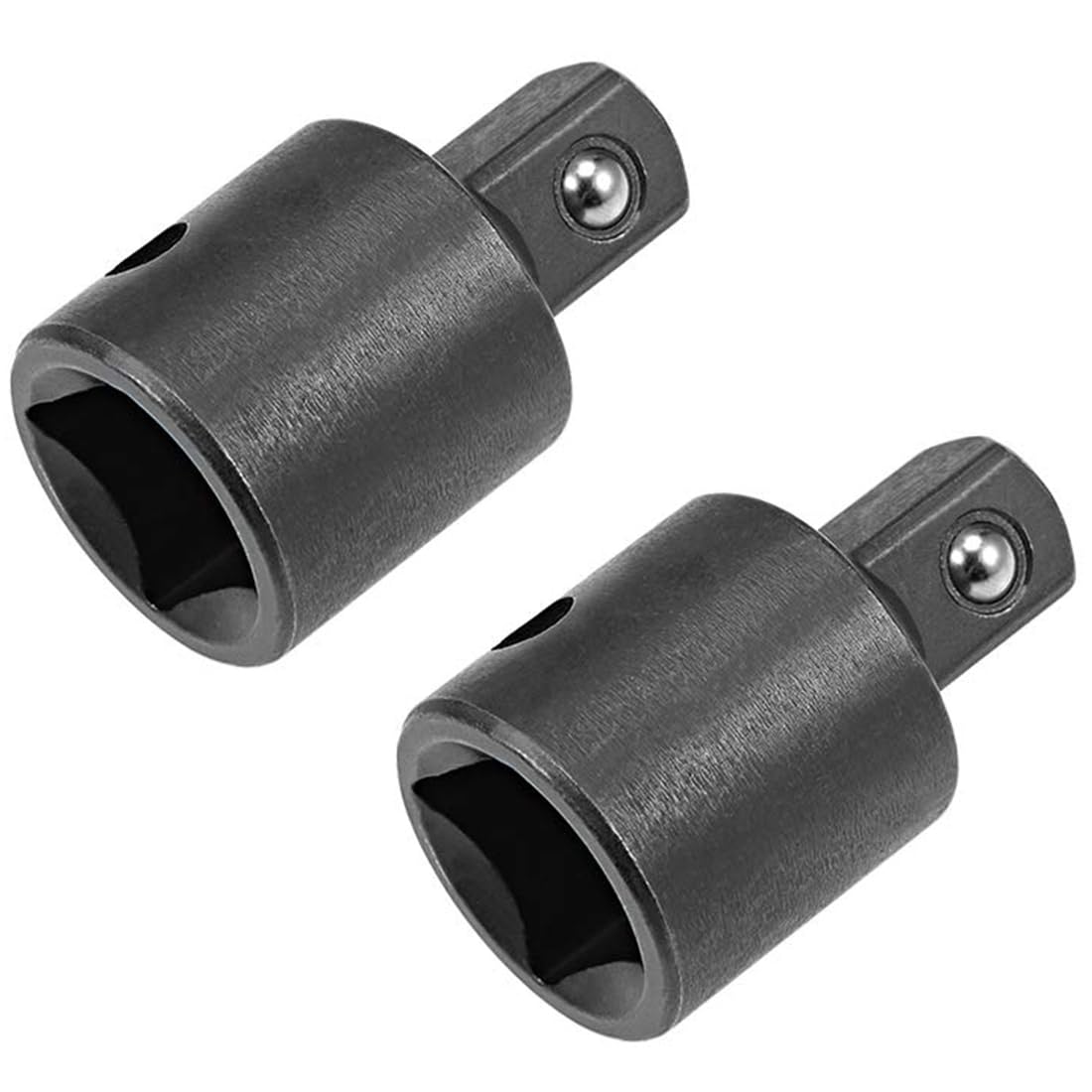 TOP-VIGOR 2Pcs 1/2 Inch Female to 3/8 Inch Male Socket Reducer Adapter, Cr-V Socket Adapter Reducer for Ratchet Wrench, Drive Converter with Ball Detent (Black)