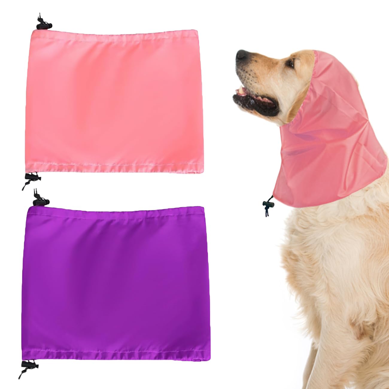 2 Pack Dog Shower Cap,Dog Ear Bath Protection Headband Snood Rain Hat Ear Covers for Wrap Rain (Pink+Purple)