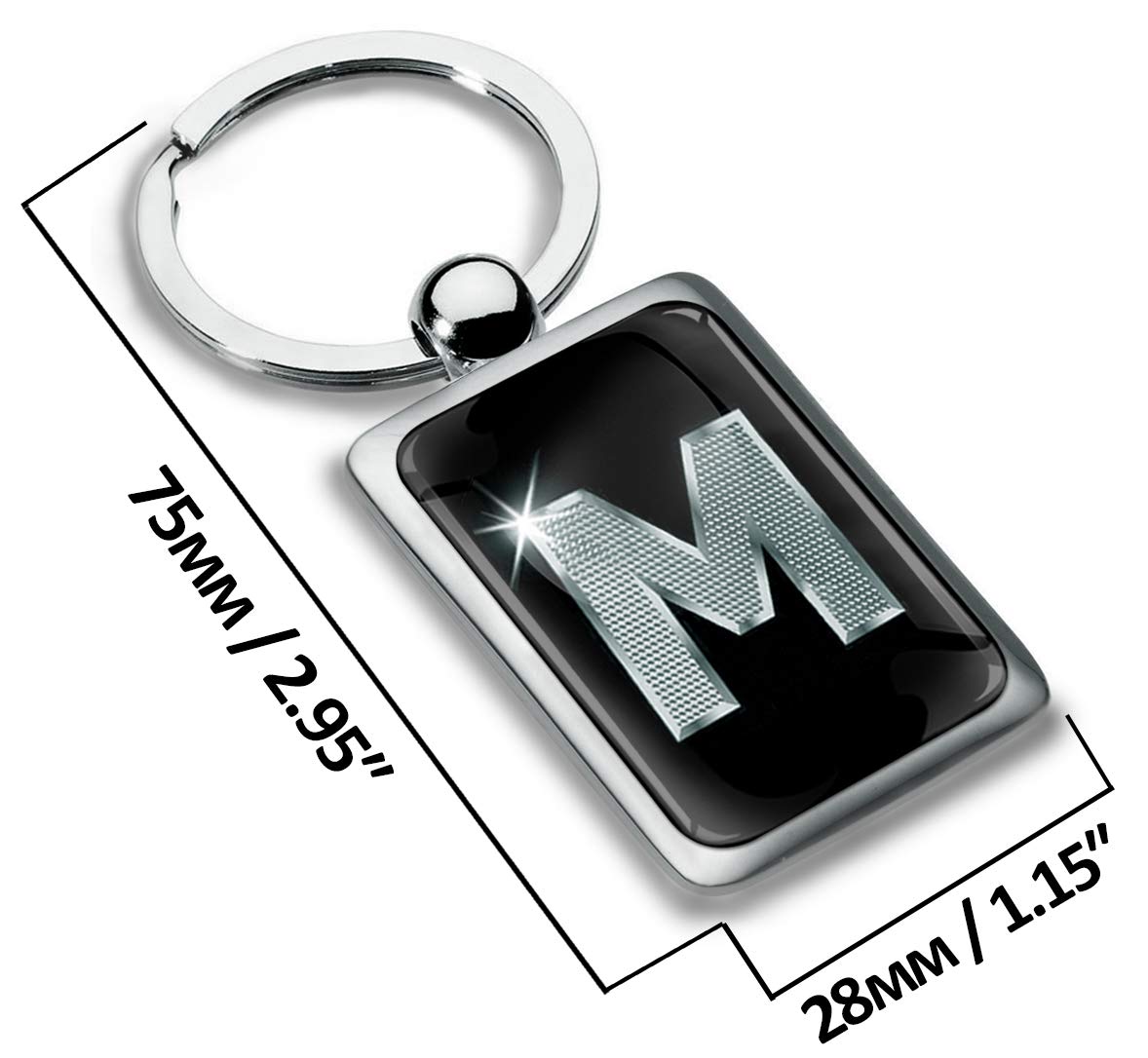 Stainless Steel Letter 'M' Keychain - 3D Domed Design, Perfect Personalized Gift Idea