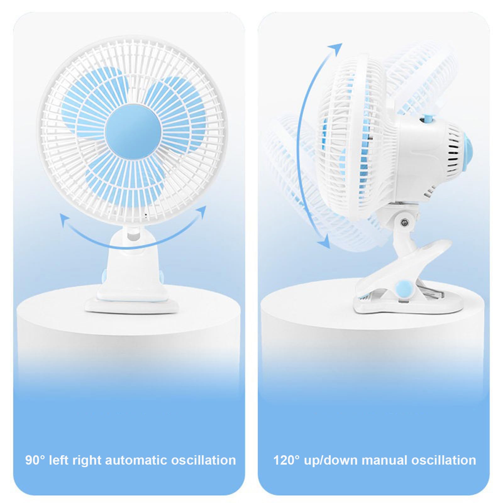 Ventilatore a clip da 9", mini ventilatore da scrivania con morsetto | alimentato dalla rete elettrica, 2 velocità, oscillazione ad ampio angolo, funzionamento silenzioso