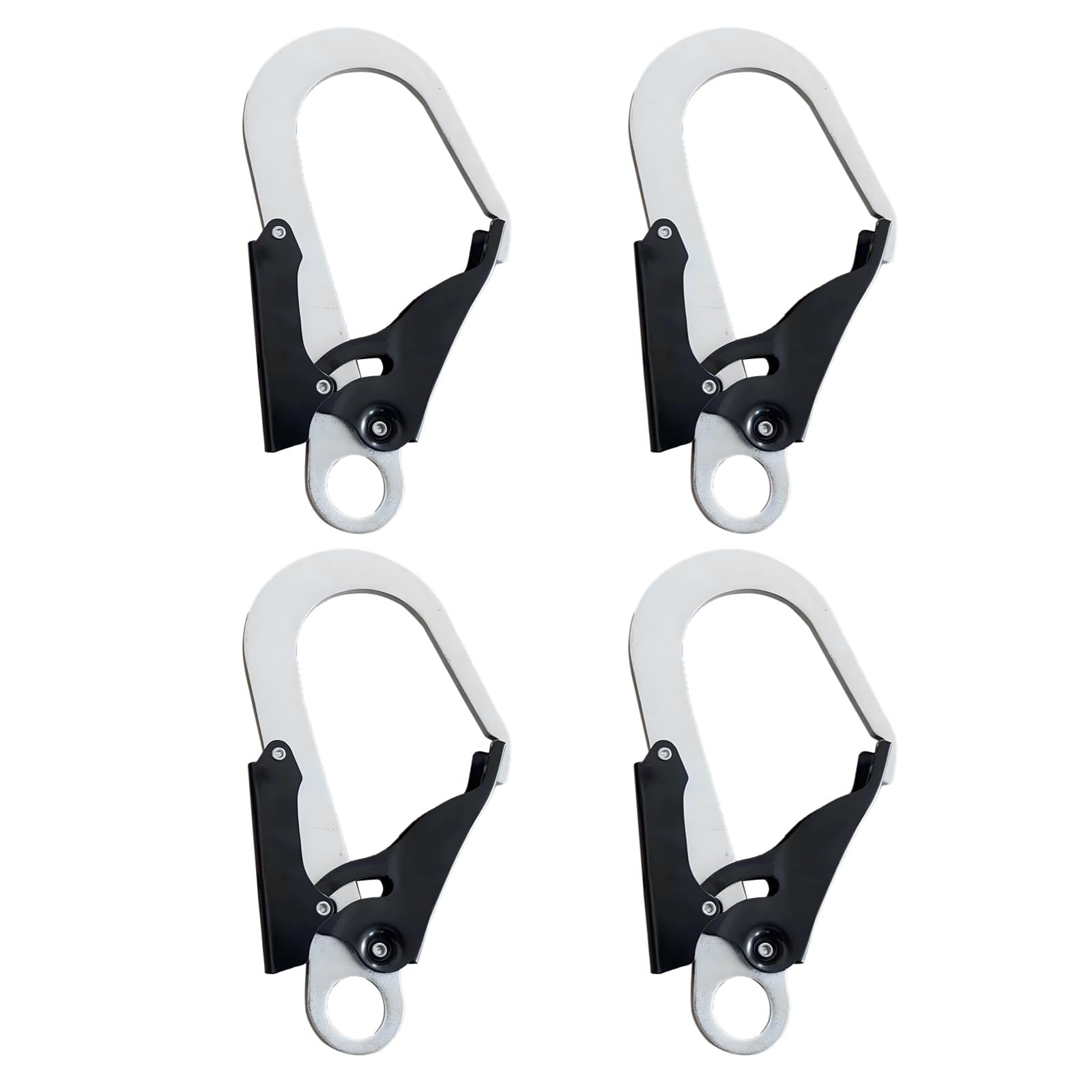 4 moschettoni da arrampicata, 25 KN, gancio a scatto con blocco automatico, in acciaio cromato, a sgancio rapido, per arrampicata su roccia, sartiame, salvataggio, 21,1 x 11,9 cm