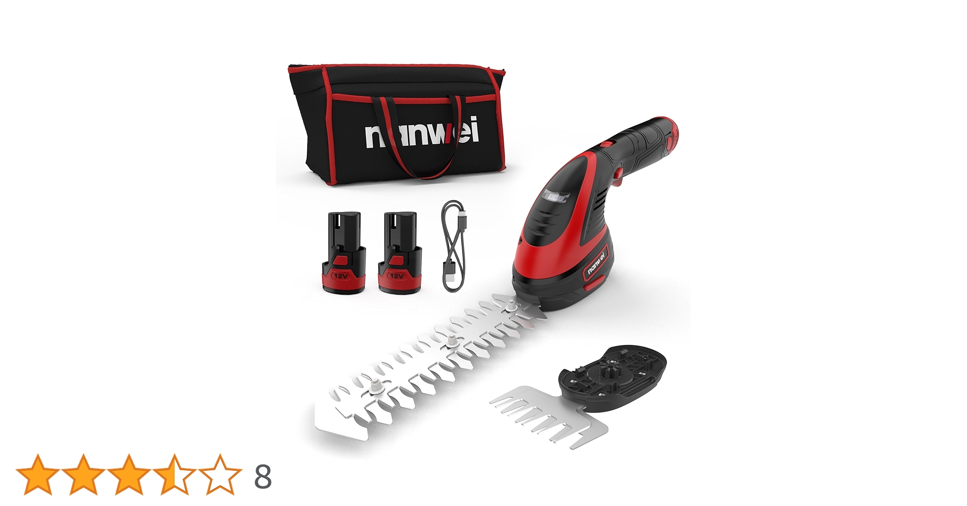 かしわ② Amazon | NANWEI 芝生バリカン 12V充電式ヘッジトリマー 2WAY芝