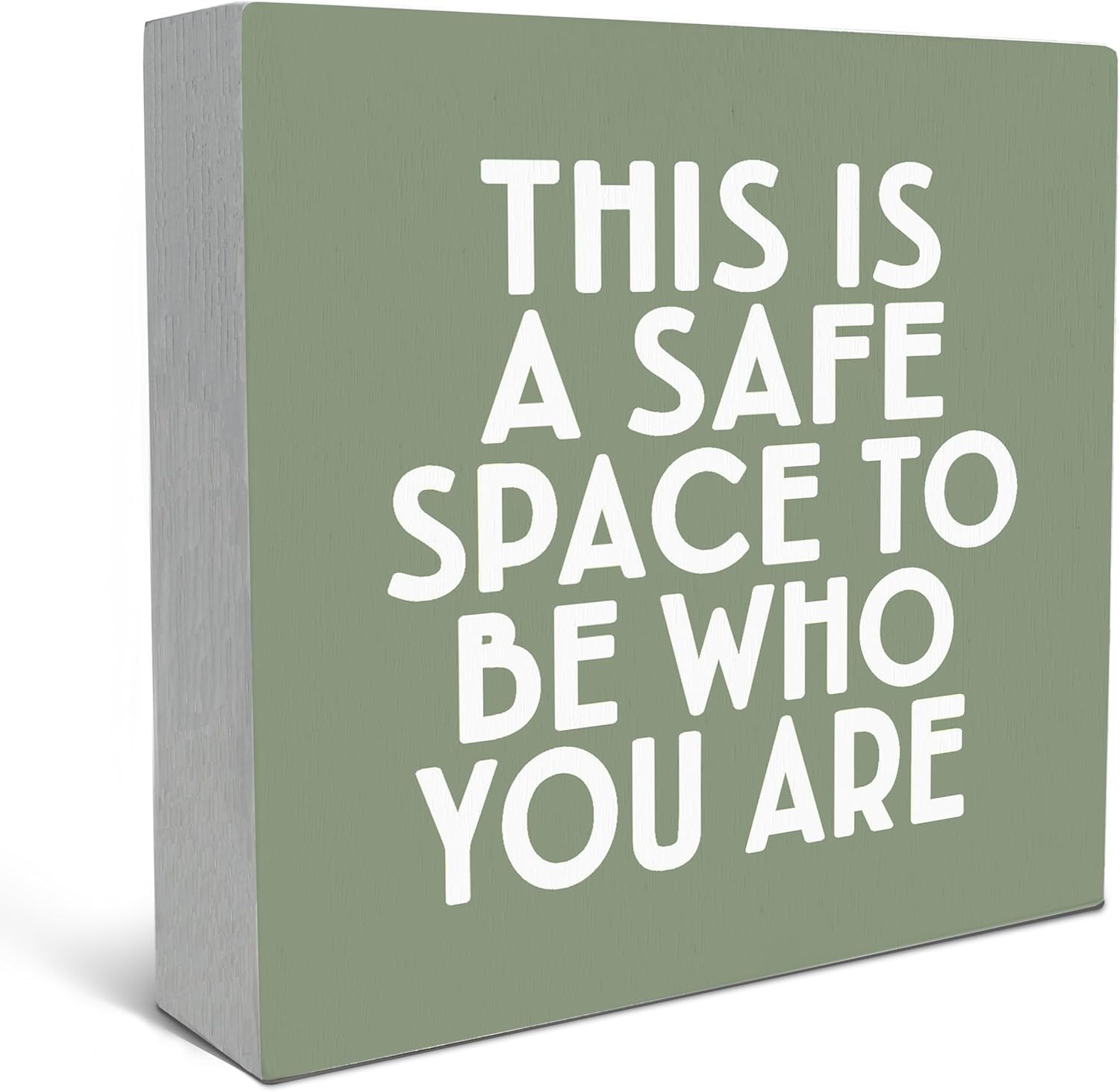 Safe Space Box Sign 7x7 Inch Wooden Desk Shelf Decor