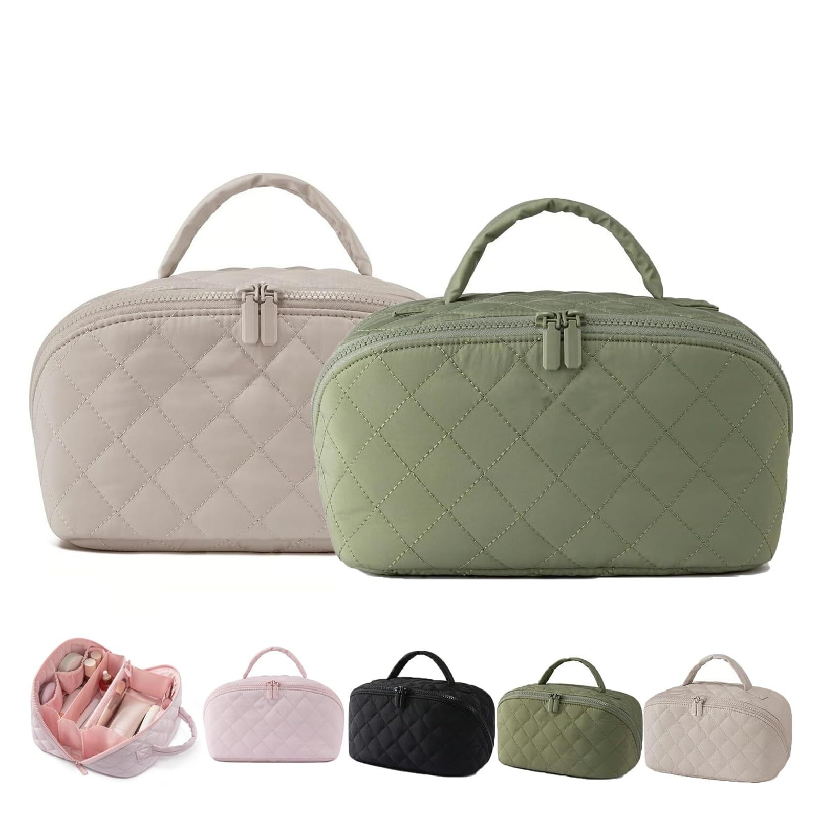 Puchata, rozkładana na płasko kosmetyczka, organizer na kosmetyki wodne, etui podróżne(2pcs A)