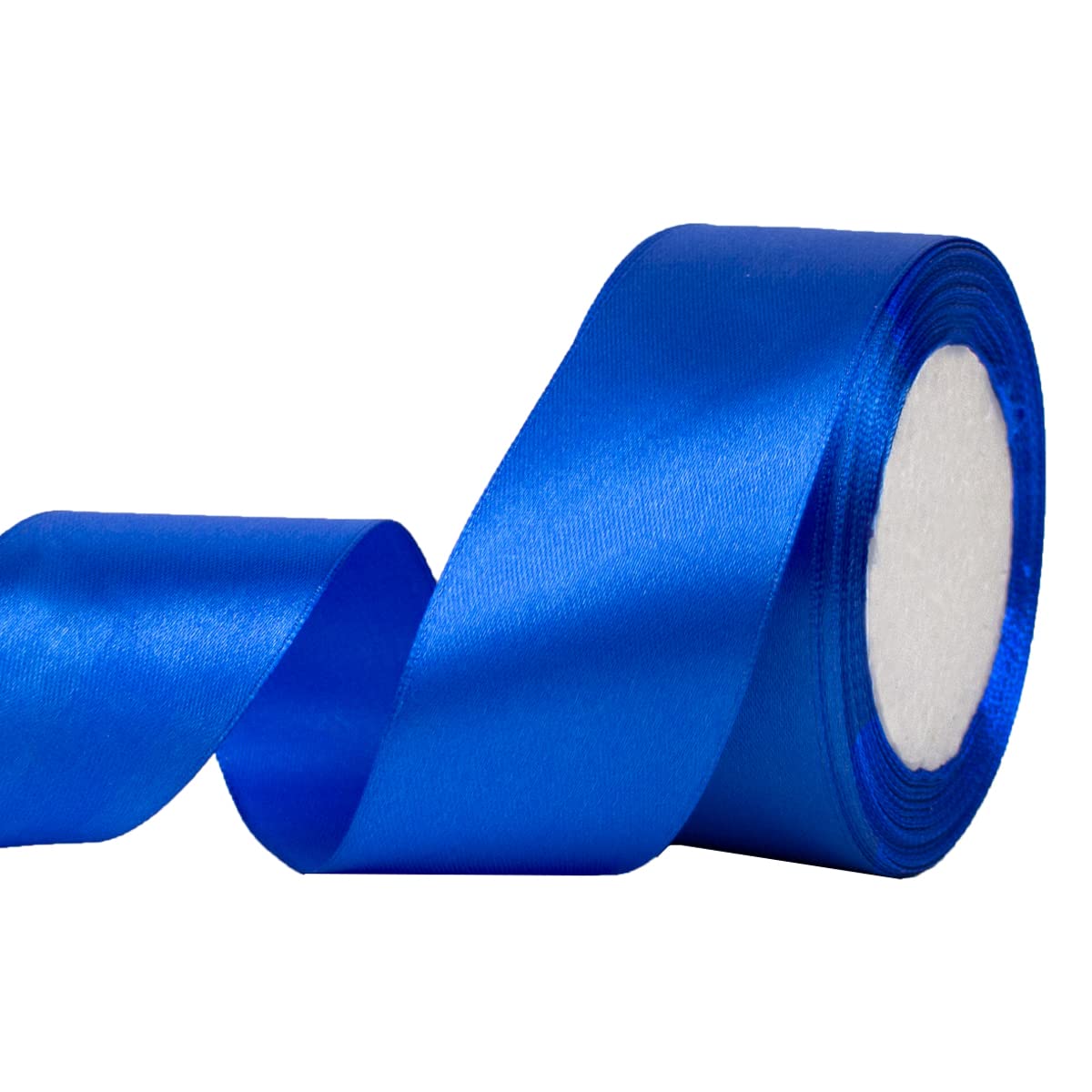 Photo 1 of 1-1/2 Inch Royal Blue Satin Ribbon Single Faced Sapphire Blue Fabric Ribbons for Gift Wrapping Sewing DIY Bows Floral Decoration Card Invitation Wreath Craft, 25 Yards