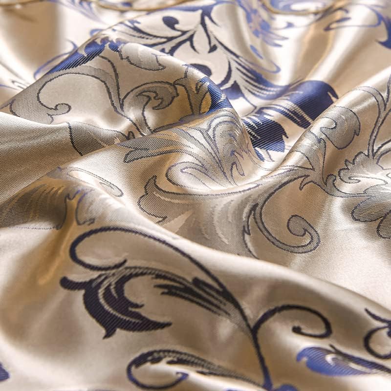 Juego de ropa de cama de 155x220 cm con funda nórdica de satén jacquard barroco y dos fundas de almohada 7