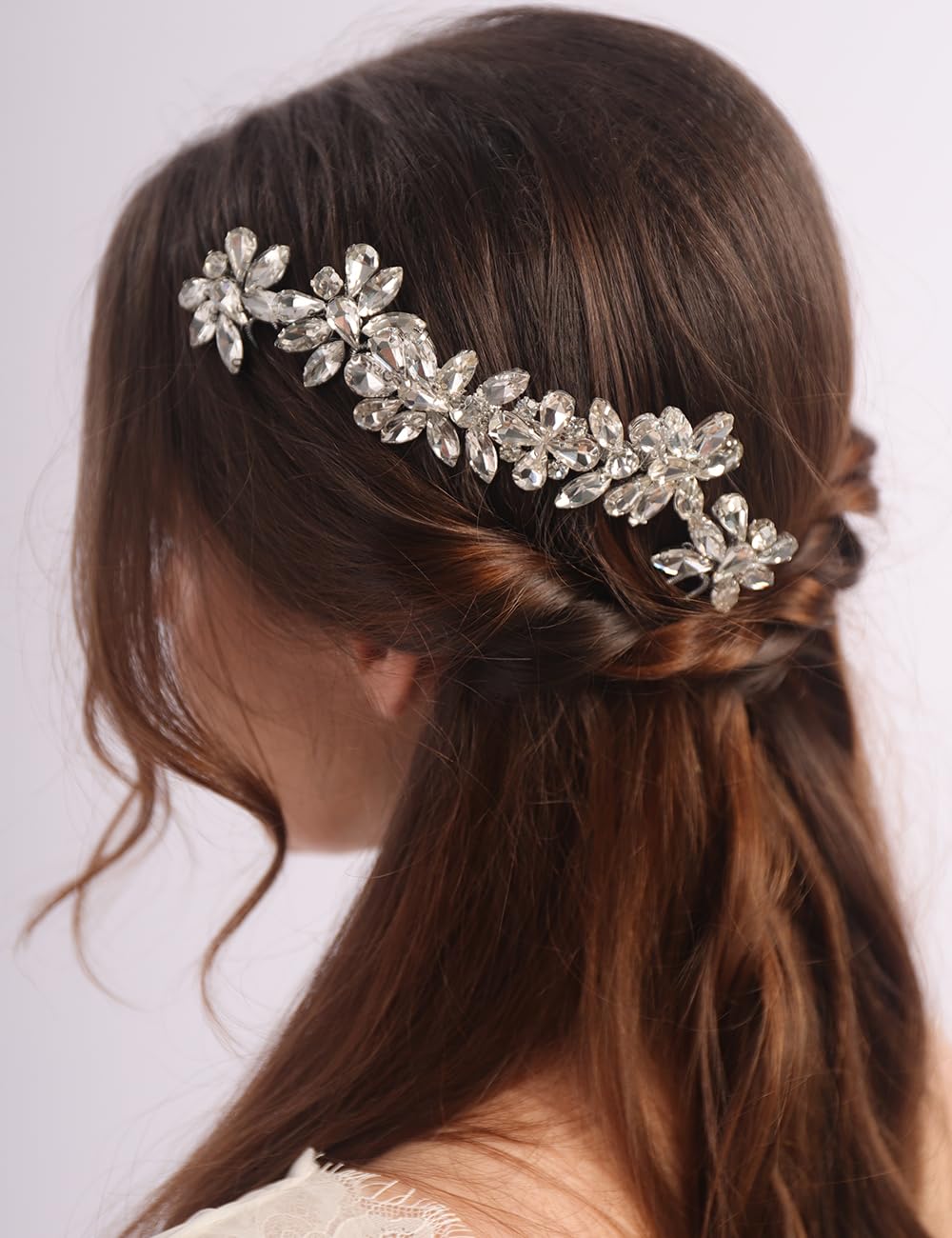 Rumtock Crystal Beads Sparkle Hair Pieces Set Comb and Pins Jewelry Wedding Handmade Hair Accessories for Brides