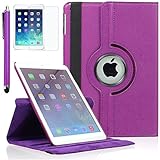 Zeox iPad Air 2 Case - 360 Degree Rotating Stand Case with Smart Cover Auto Sleep/Wake Feature for Apple iPad Air 2 (iPad 6) 2014 Model, Purple