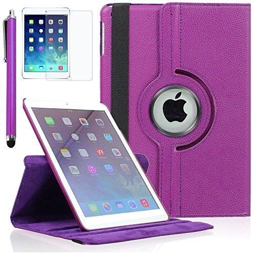 Zeox iPad Air 2 Case - 360 Degree Rotating Stand Case with Smart Cover Auto Sleep/Wake Feature for Apple iPad Air 2 (iPad 6) 2014 Model, Purple