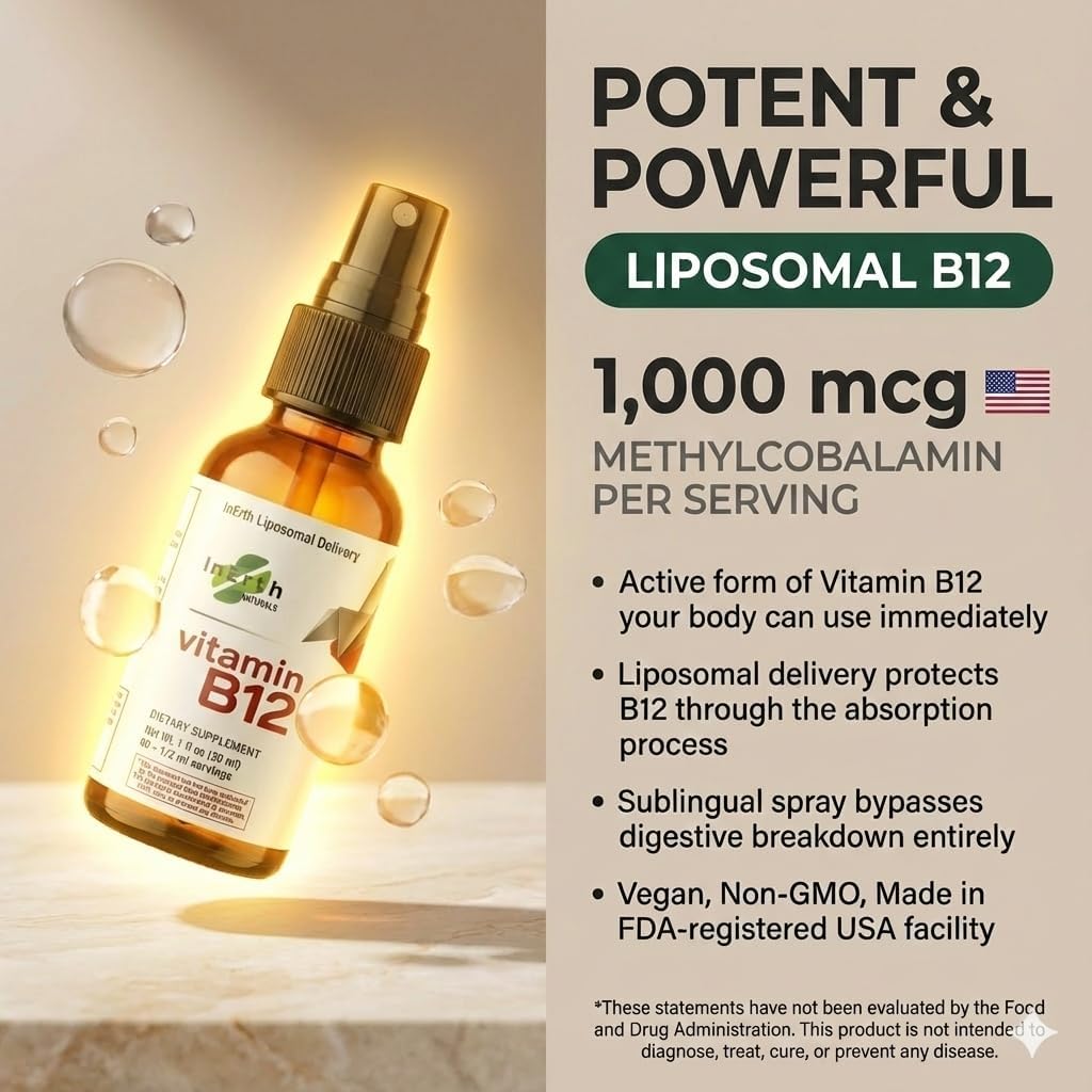 Liposomal Vitamin B12 Sublingual Spray 1000 mcg Methylcobalamin | Fast Absorbing Energy Support | Plant Based Non GMO Vegan | 60 Day Supply - Image 3