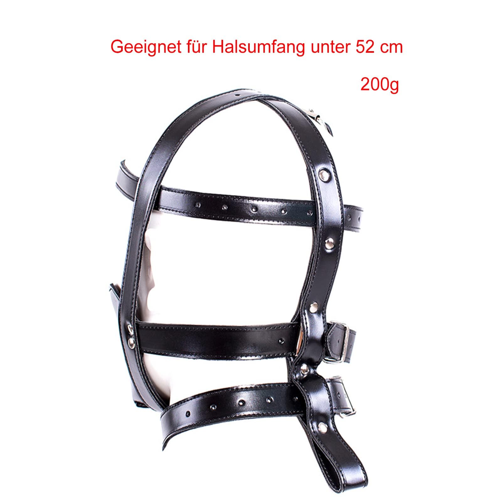 BDSM Bondage Kopf-Geschirr Fetisch Maulkorb mit Halsband und Metall O-Ring SM Leder Pferdekopf Fesselgurte Maulsperre Bondage Einstellbar Sklaven Flirten Sexspielzeug für Paare Frauen Männer