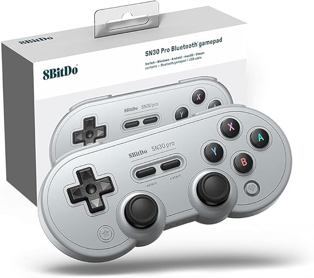 8Bitdo SN30 PRO Bluetooth Game Controller Compatible with Switch PC, Wireless Gamepad for PC, Windows, Android, macOS, Steam, Raspberry Pi (Grey Edition)