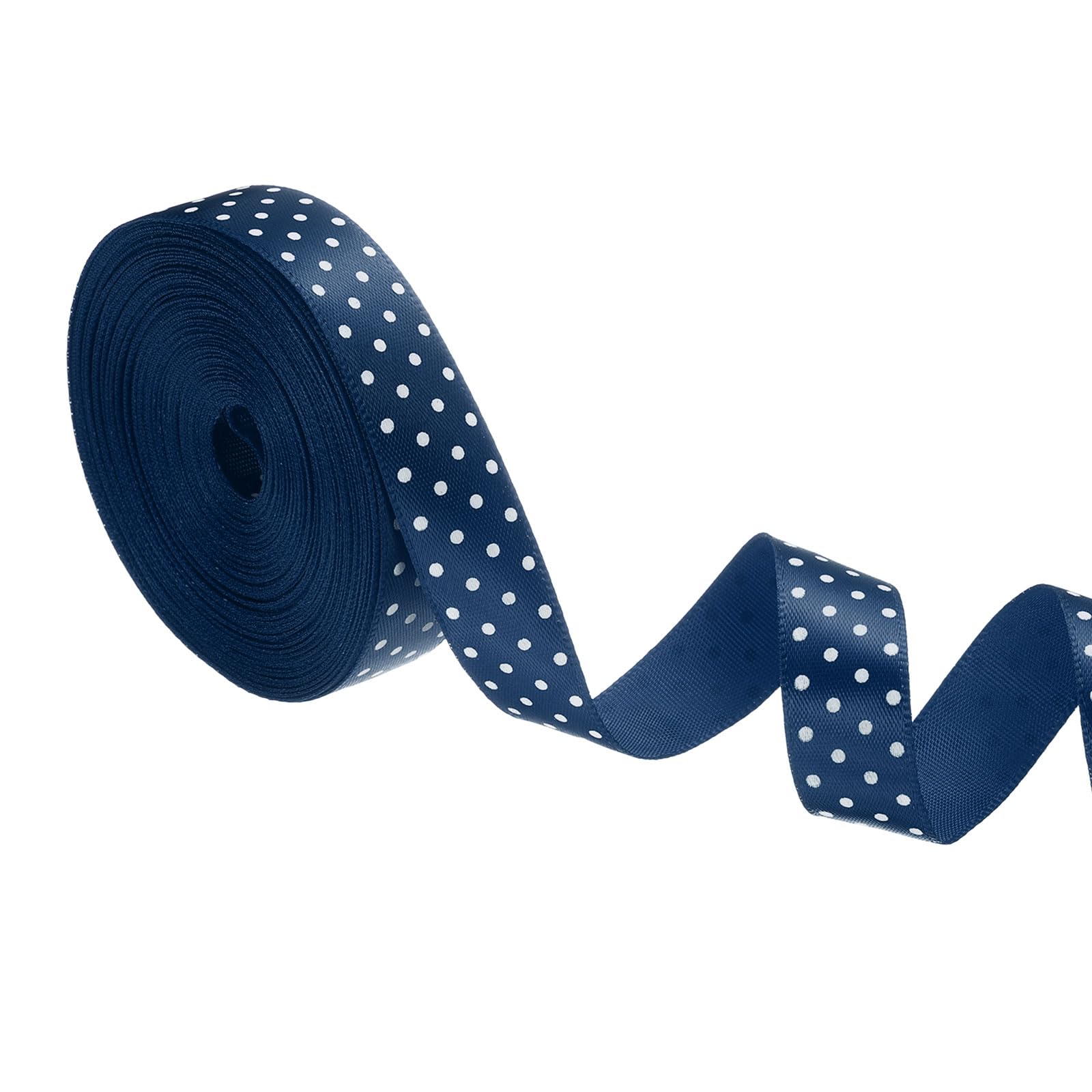 PATIKIL Polka Dots Grosgrain Ribbon 5/8 Inch, 10 Yard Spool Fabric Ribbons for Gift Wrapping Wedding Party Decorations DIY Crafts, Navy Blue