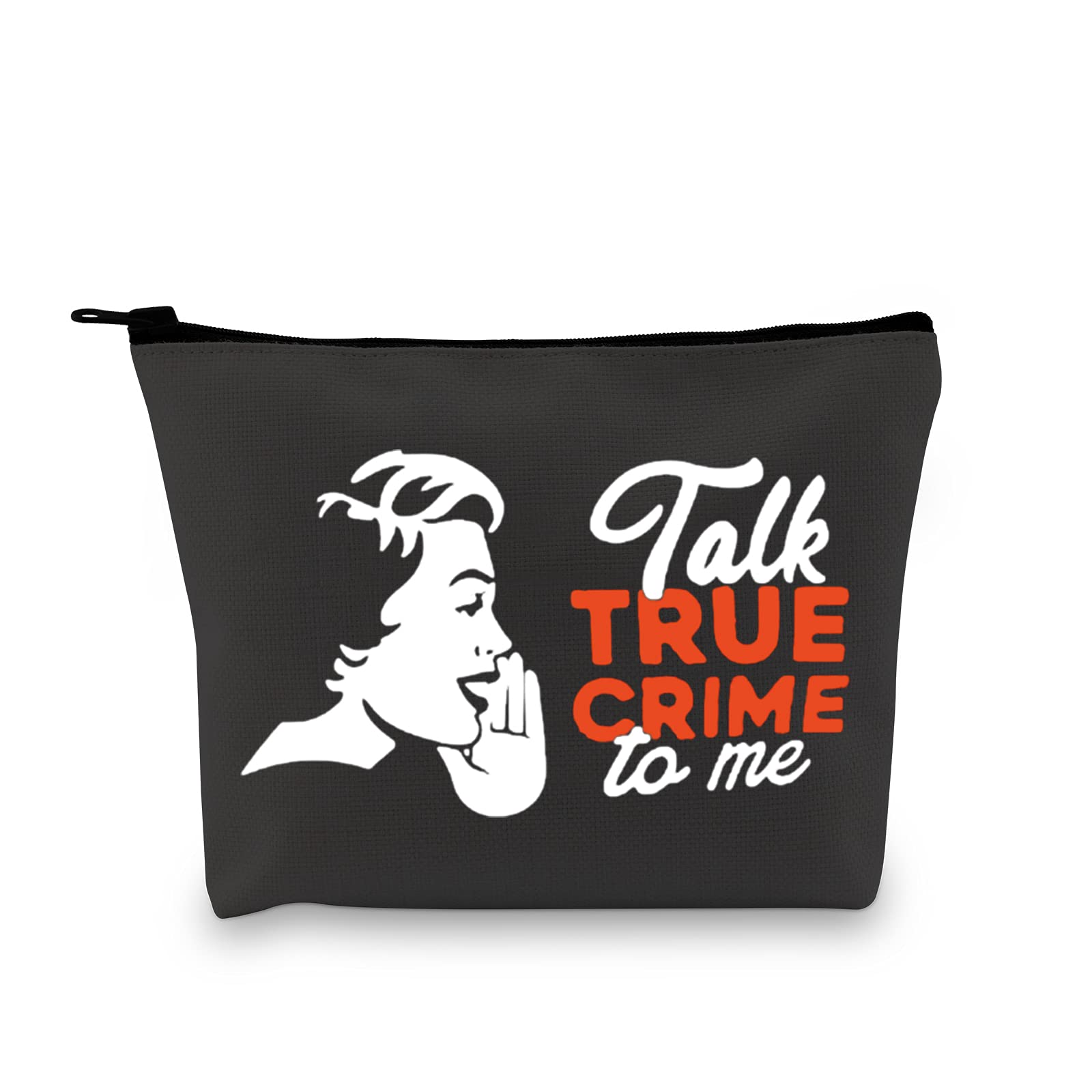 G2TUPCrime Show Fans Gift Talk True Crime to Me Canvas Zipper Makeup Bag Funny Serial Killer Gift for Her (Talk True Crime to Me)