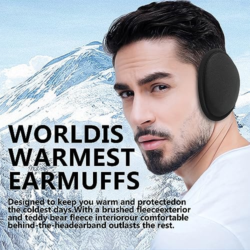 Fsmiling DF-162-BLACKBLACK Winter Ear Muffs Men Adjustable Earmuffs Women Foldable Ear Warmers Behind The Head Ear Muffs Black 2 Pack thumb #1
