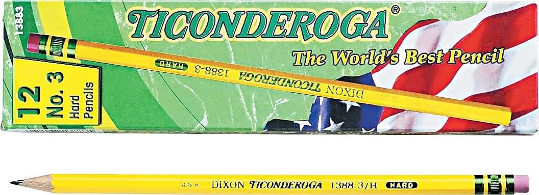 Ticonderoga 13883 Woodcase Pencil, HB #3, Yellow, Dozen : Office Products