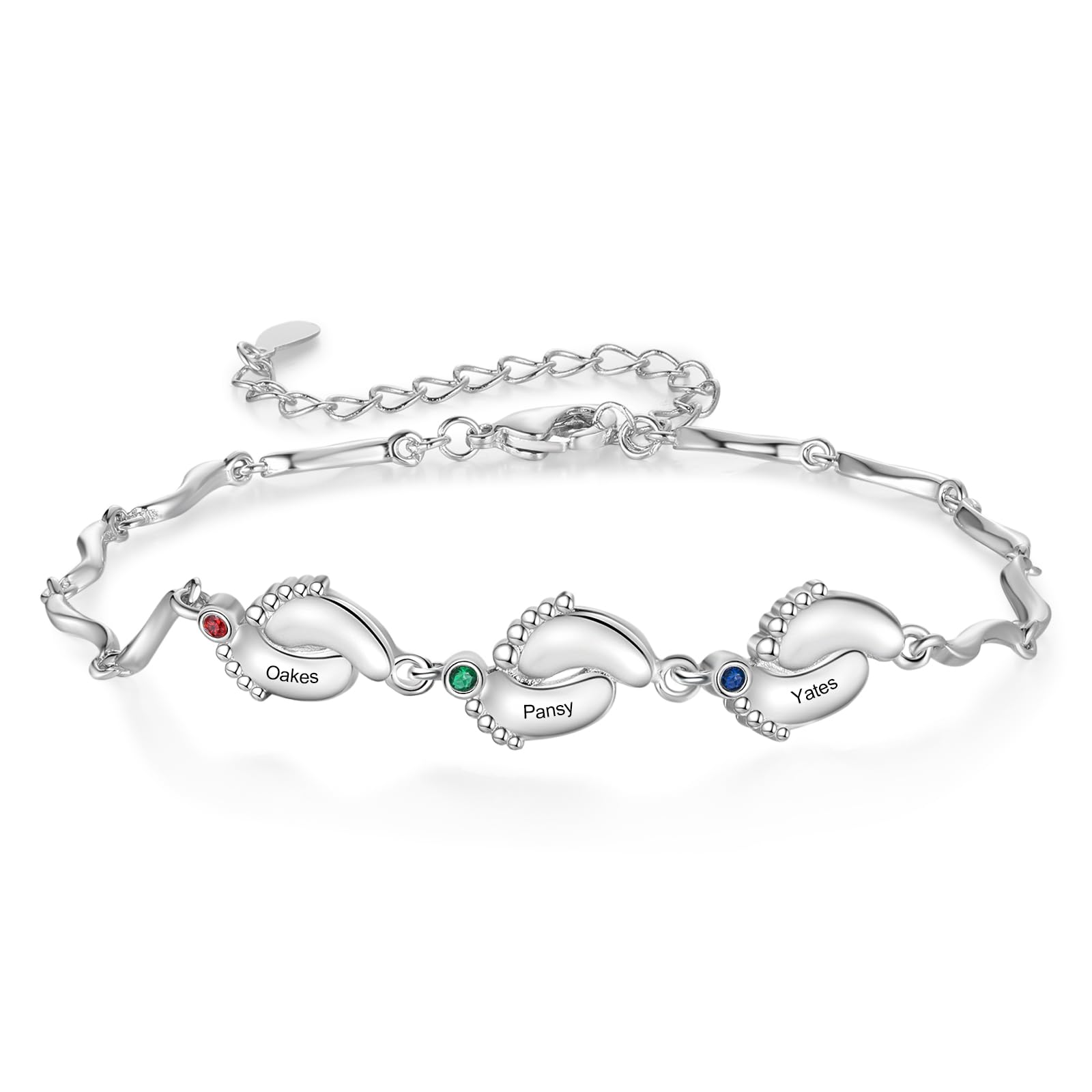 Fortheday Personalized Mother Bracelets with Birthstones Custom Engraved Name Birthstone Bracelets for Mom Women Customized Bracelet Gifts for Christmas Mothes Day Birthday