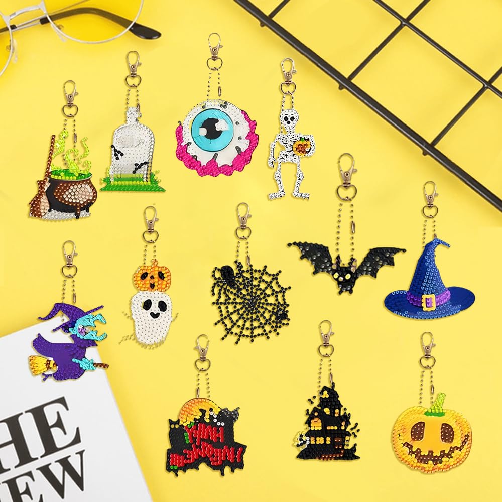 Amazon.co.jp: ダイヤモンドアートキーホルダー 12 個 ハロウィン