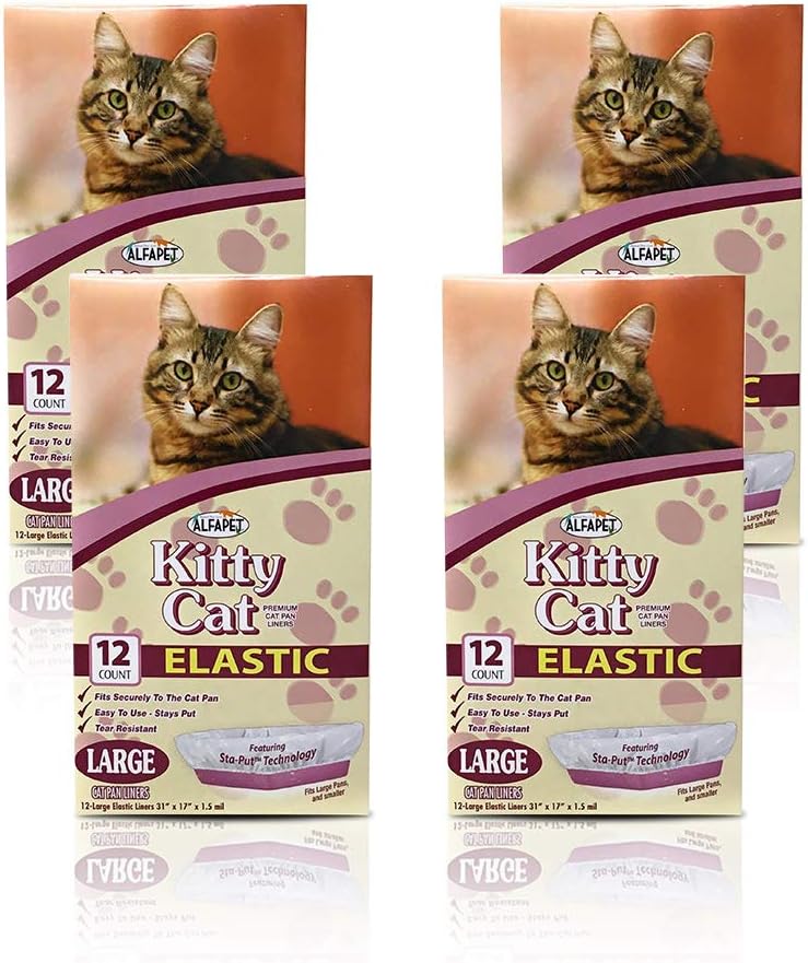 Alfapet Kitty Cat Litter box Disposable, Elastic Liners 12