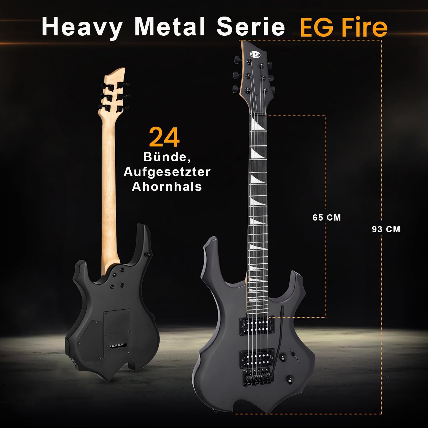 Pyle E Gitarre – Electric Guitar Set – E Gitarre Set mit Elektrische Gitarre, E-Gitarre Verstärker, Gitarren Tasche, Saiten, Gurt, Stimmgerät & Kabel, für Heavy Metal & Reisegitarre, Gitarre Schwarz