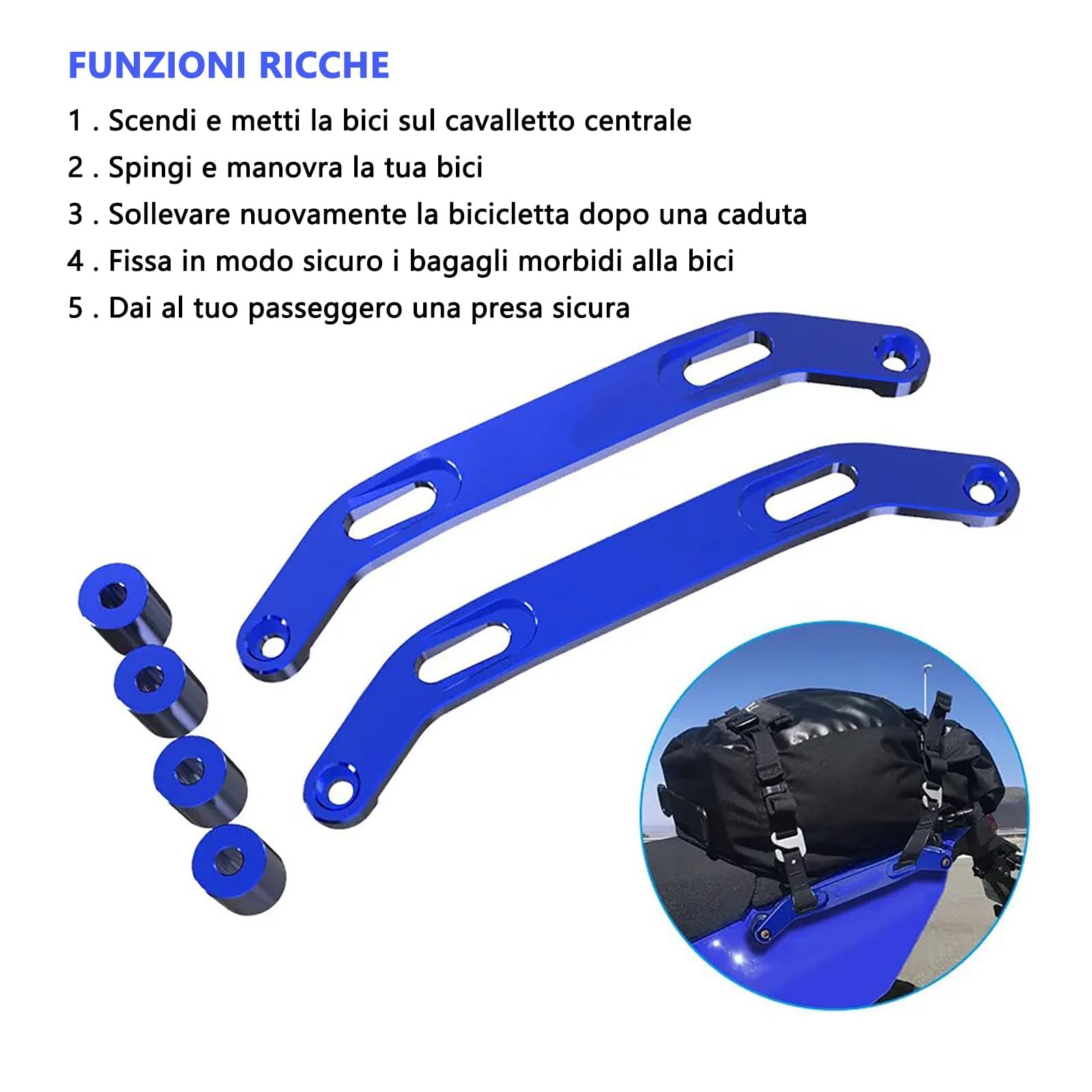 Manija del pasajero trasero de la motocicleta Mango Apoyabrazos Barra de apoyo para TENERE 700 WOLD RAID T7 XTZ 700 (negro)