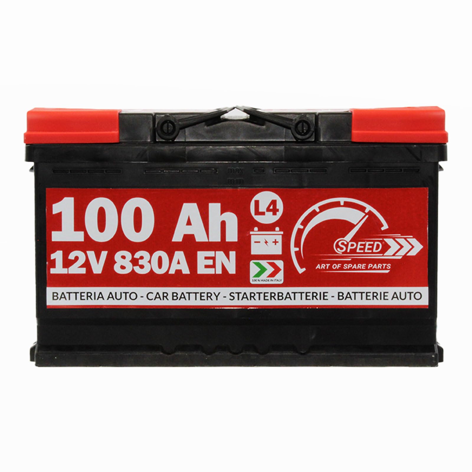 Speed - Batería de arranque de coche original L4 de 100 Ah, 12 V, 830 A +DX | polo positivo a la derecha