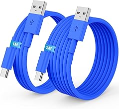 Carplay USB A to USB C Cable for iPhone 16/17/15 Pro Max Charger Cord 1M+2M, USB Cable Charger for Apple iPhone 17 16 15 Plus Car Quick Charge for Samsung S25, iPad Pro, Android Blue