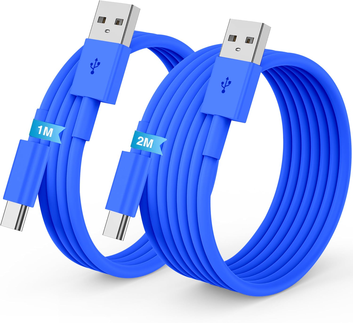 Cavo USB Type-C Ricarica Rapida [2Pezzi/1M+2M] Cavo iPhone 17 16 15 Pro Max Qriginale Apple USBC,Cavo USB A a USB C,Cavo Tipo C per iPhone16 17 15 Pro/iPhone 17 Air/iPad Pro/Air,Galaxy S25/S24/S23-Blu