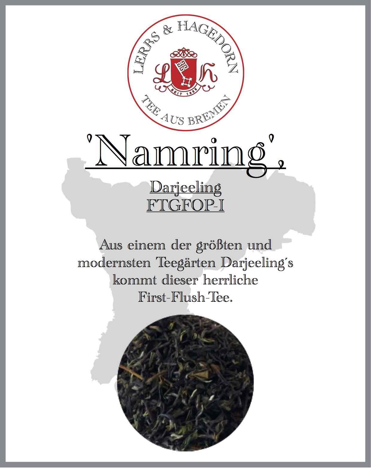 Lerbs & Hagedorn, Darjeeling Tee FTGFOP I Namring first flush| Besonders Feine Blattstrucktur 1.5kg (ca. 122 Liter) First Flush Tee