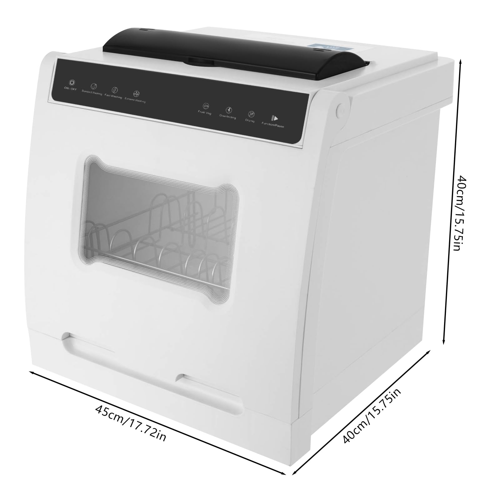 Lavastoviglie Portatile Da Banco Con Quattro Modalità Di Lavaggio, Lavaggio Standard, Rapido, Estremo E Frutta E Verdura, 360° Doppia Vaporizzazione, Mini, Bianco