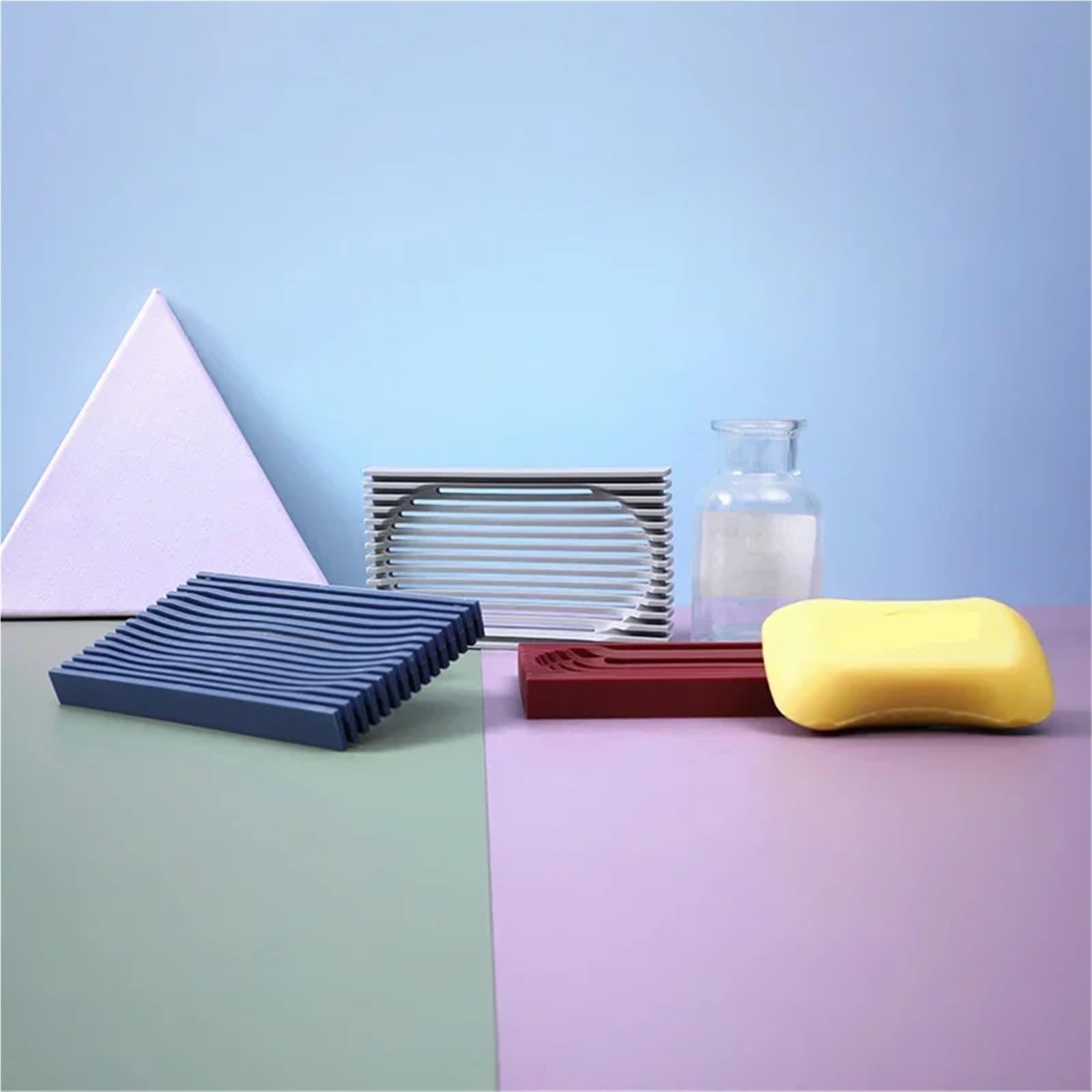 Jabonera Antideslizante, Caja de jabón Silicona con Forma Creativa Multicolor, Soporte Drenaje, Ducha baño Antideslizante, 3 uds(Mixed Color)