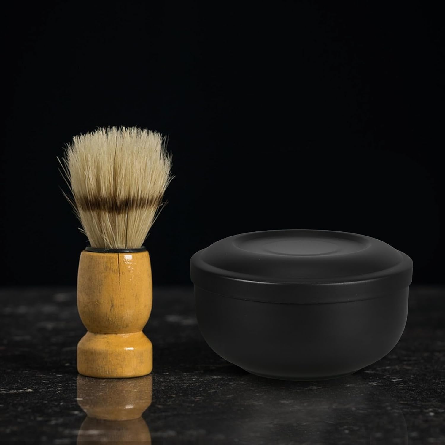 Uonlytech Metal Shaving Soap Bowl with Lid and Brush Holder Small Stainless Steel Shaving Mug for Men’s Household and Travel
