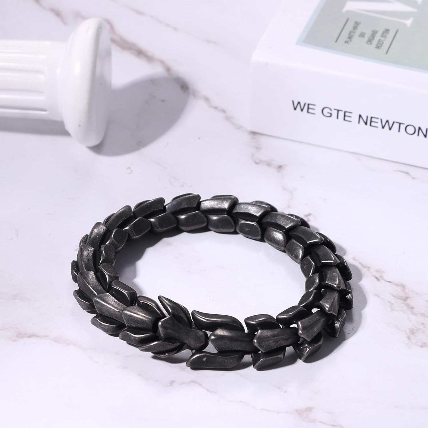 Punk Dragon Biker Bracelet for Men: Retro Black Silver Stainless Steel Cool Viking Link Chain Wristband Cuff Bracelet To Man Valentines Birthday Fathers Day - Image 7