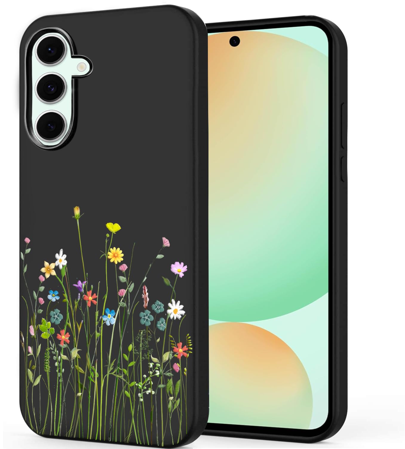 Unov Case Compatible with Galaxy S24 FE 5G Case with Design Soft TPU Shock Absorption Slim Embossed Pattern Protective (Flower Bouquet)
