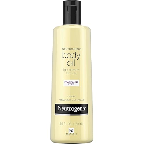Neutrogena Fragrance-Free Body Oil Light Sesame Formula, Dry Skin Moisturizer & Hydrating Body Massage Oil, for Radiant & Healthy Glow, Nourishing After Shower & Bath Oil, 8.5 fl. oz