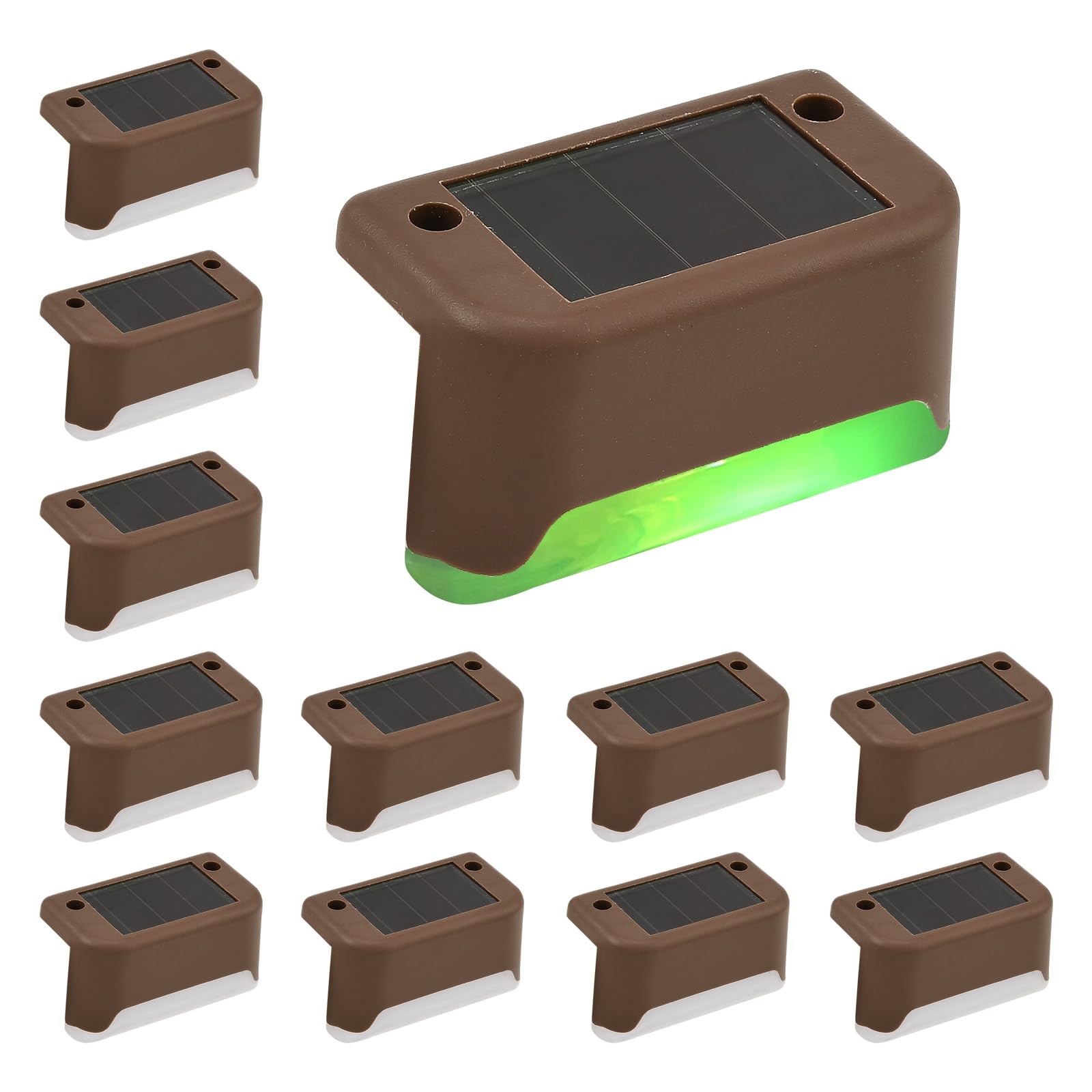 JSCARLIFE 12 Pack Solar Step Lights Outdoor, IP65 Waterproof Automatic Solar Powered Step Light, LED Solar Powered Stair Lights for Garden, Pathway, Patio, Deck (Colorful)