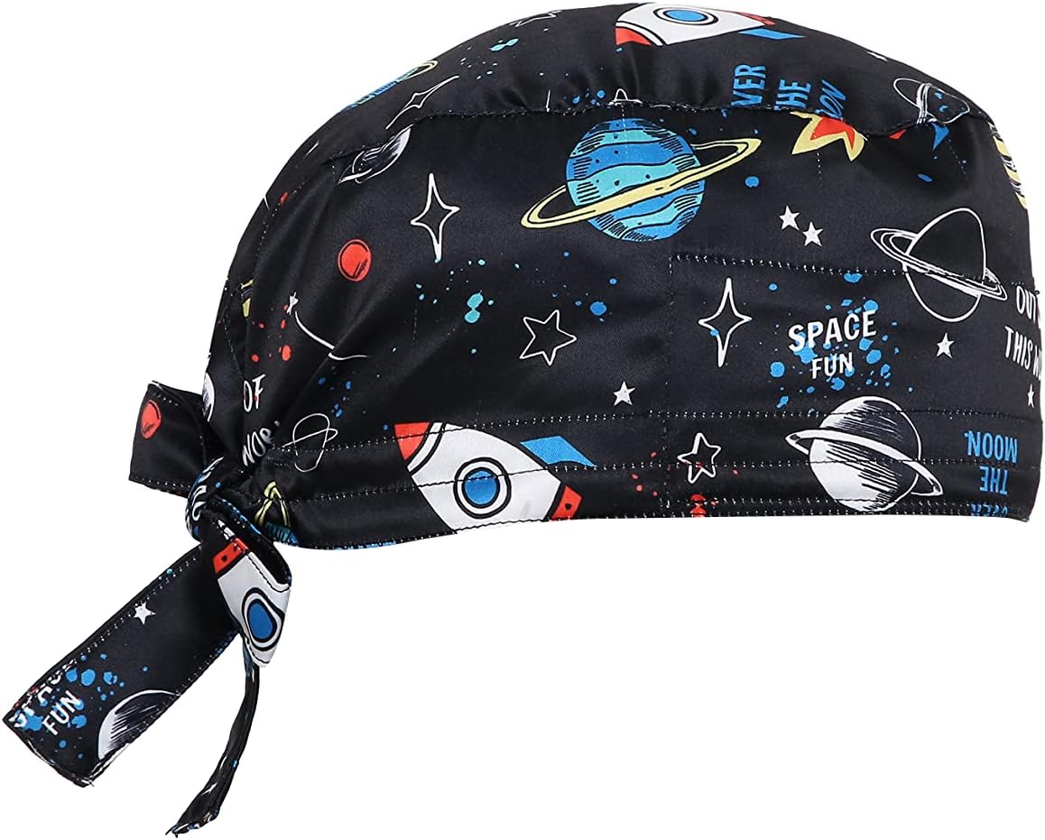 Printed Satin Scrub Cap Unisex with Sweat Band