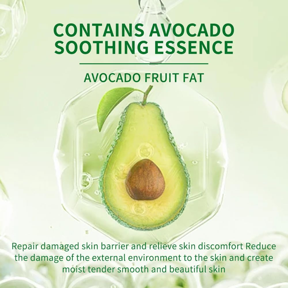 VAALYA TOYS Gel Face Mask Sheet Combo Pack of 1, Hydrating Moisturizing Brightening Facial Mask, Anti Aging Wrinkle Repair Skin Glow, Cooling Soothing for Women and Men, All Skin Types (Avocado) 2