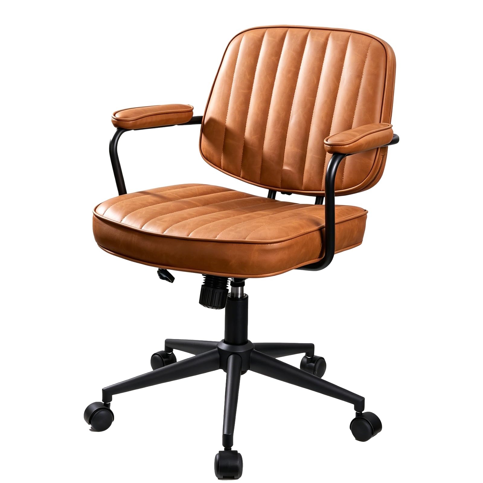 Artswish Mid Century Desk Chair Leather Office Chair Brown Office