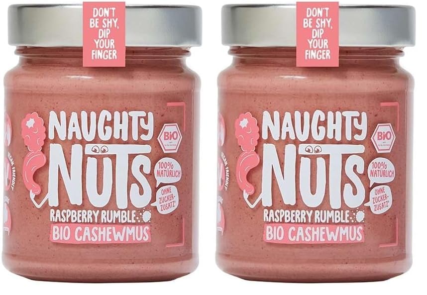 NAUGHTY NUTS Mantequilla de Anacardos Bio Frambuesa Rumble-Vegana, 100% Natural, Sin Aceite de Palma ni Azúcar-250g (Paquete de 2)