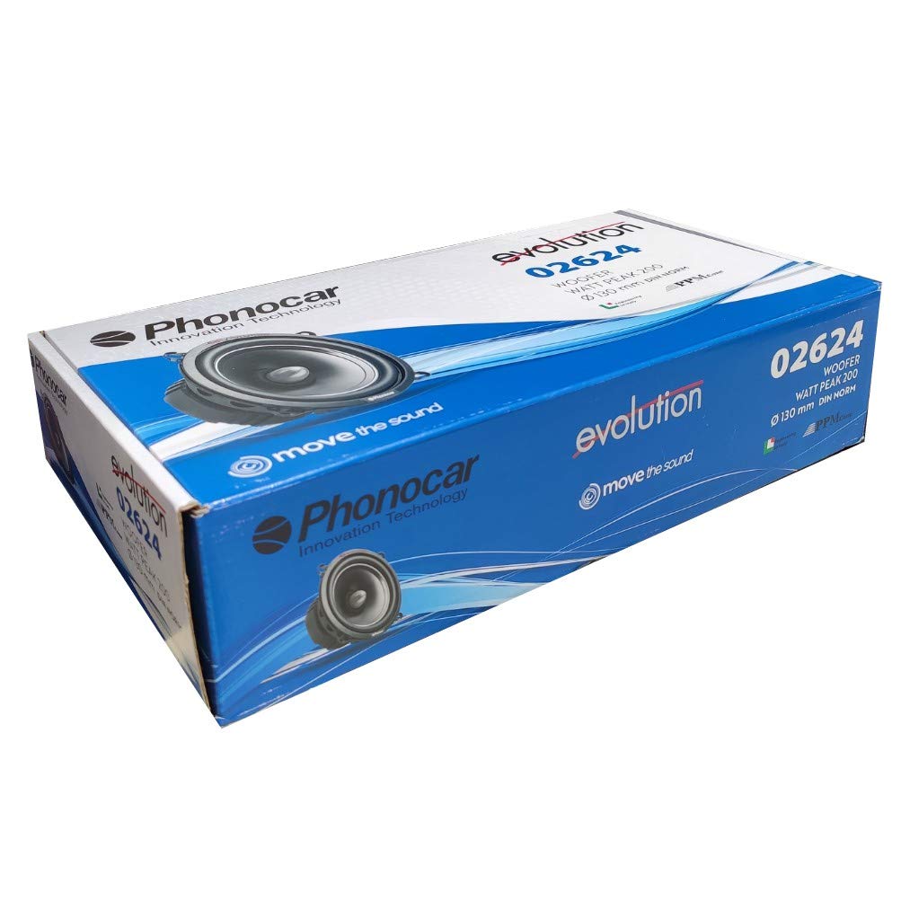 2 PHONOCAR 02624 Haut-parleurs Mid Bass woofer 13,00 cm 130 mm 5" 100 Watt rms 200 Watt Max impédance 4 ohm 90 DB spl Portes Voiture Noire, la Paire